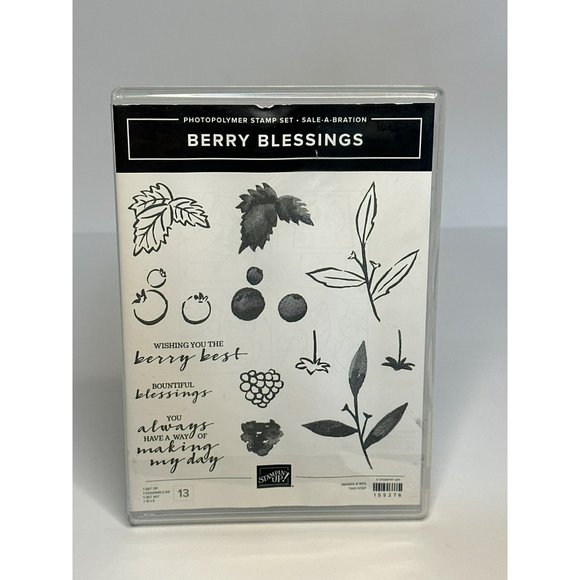 Pre-Used Stampin’ Up! Sale-A-Bration “Berry Blessings” Set 13 Photopolymer Stamp - Picture 1 of 4